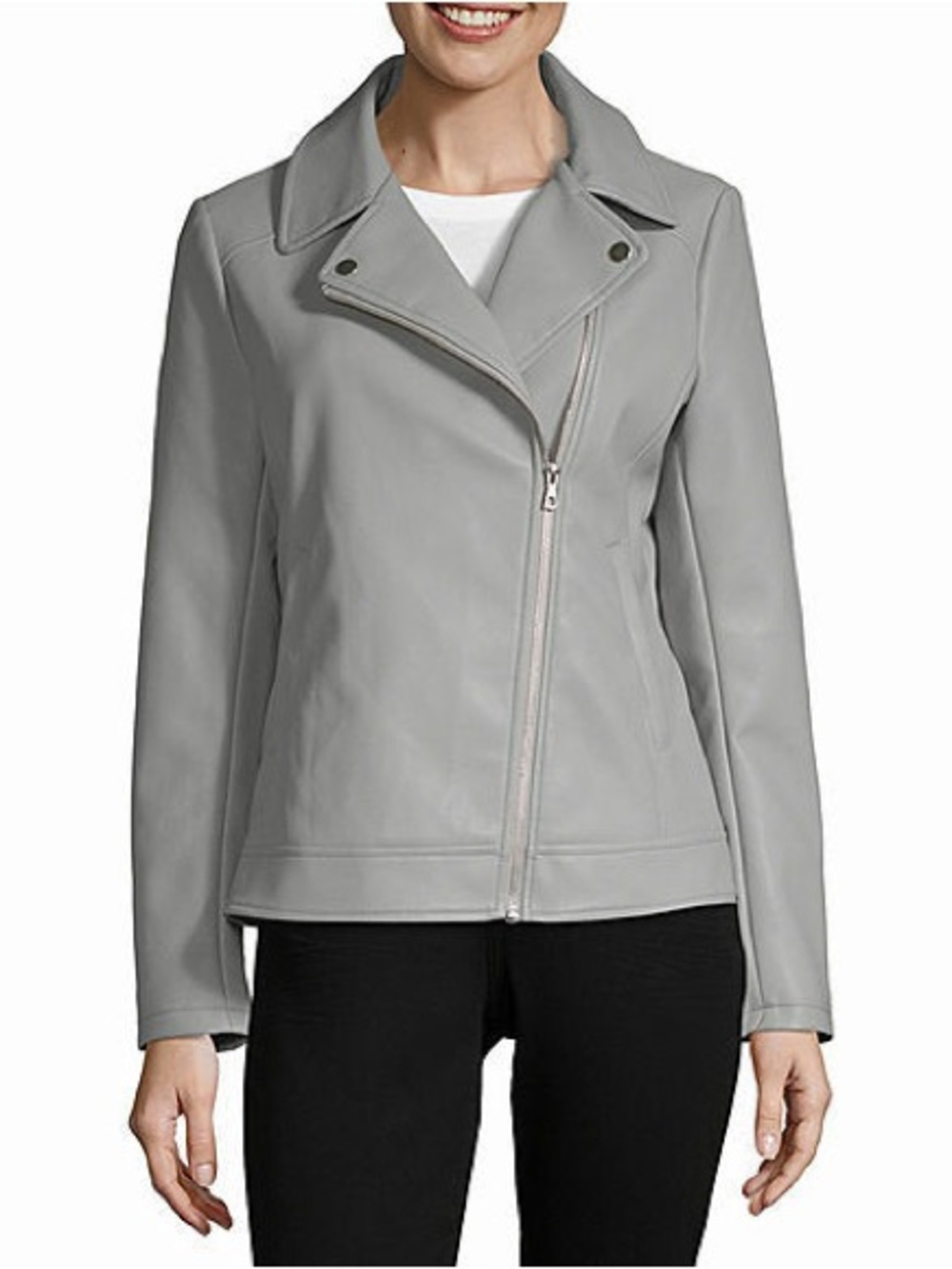 a.n.a Faux Leather Moto Jacket XL Harbor Grey Asymmetrical Zip NWT